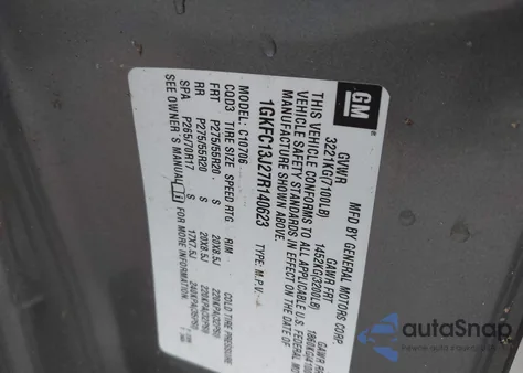 2007 GMC Yukon Commercial Fleet from USA, damaged, VIN 1GKFC13J27R140623